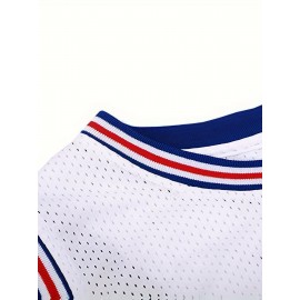 All Stitched White Basketball Jersey, Breathable, Sleeveless, Embroidered Uniform Shirt For Men, Perfect For Sports & Outdoor Activities