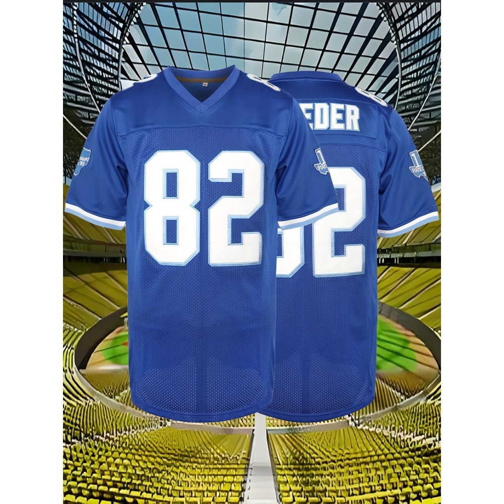 Men'S #82 Breathable V-Neck Football Jersey - Midnight Blue, Perfect For Training & Games, SizS--XXXL