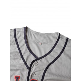 Men's Gray V-Neck Baseball Jersey - 