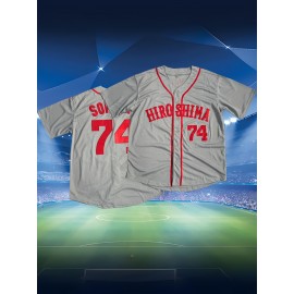 Men'S # 74 Baseball Jersey Sweatshirt Breathable V-neck Knitted Embroidered Polyester Sweatshirt