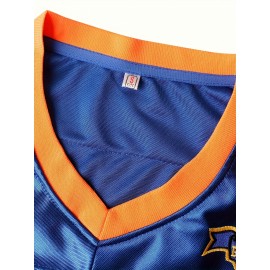 Men'S # 9 Rugby Sweatshirt With Embroidered V-neck, Suitable For All Seasons. A Slightly Stretchy Sports Top For Casual To Outdoor Wear. Loose Fitting Shirts For Adults And Teenagers