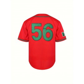 Men'S MEXICO #56 Baseball Jersey, Classic Retro Letter Embroidery Design Breathable Short Sleeve Shirt For Training Competition
