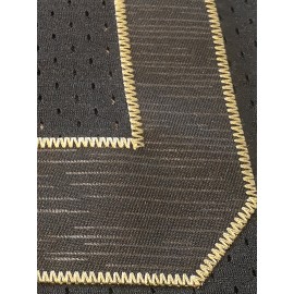 Men'S #18 Embroidered Rugby Jersey - Breathable V-Neck Short Sleeve Sports Shirt, Black with Golden & White Stripes, Classic American Football Training Uniform for All Seasons, Football Jersey