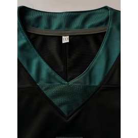 Men'S Polyester Sports Jersey with Embroidered Number 1 - Loose Fit V-Neck Athletic Shirt for Casual, Running, Training - Four Seasons Knit Fabric, Slight Stretch, Universal Size