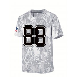 Men'S #88 Breathable Rugby Jersey - V-Neck, Short Sleeve, Classic Embroidered American Football Shirt for Training & Casual Wear