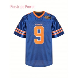 Men'S # 9 Blue Rugby Sweatshirt Breathable V-neck Embroidered Polyester Knitted Micro Elastic Loose Fabric