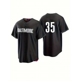 #35 Men'S Casual Embroidery Design Short Sleeve V-neck Loose Button Up Shirt, Men'S Baseball Jersey For Training And Games