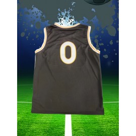 Men's #0 Embroidered Basketball Jersey - Breathable & Stretchy Sleeveless Sports Uniform for Training, Competition & Parties