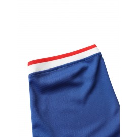 Men'S Blank Blue Embroidered Letter Baseball Jersey - V-neck Elastic Fit Suitable For Casual And Sports Wear S-3XL