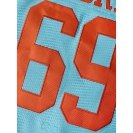 Men'S Vintage-Style Ice Hockey Jersey, S-3XL - Turquoise & Brown with Dog Design, V-Neck Captain'S Sweatshirt, Polyester, Machine Washable for Sports, Casual, Parties & Training