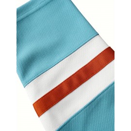 Men'S Vintage-Style Ice Hockey Jersey, S-3XL - Turquoise & Brown with Dog Design, V-Neck Captain'S Sweatshirt, Polyester, Machine Washable for Sports, Casual, Parties & Training