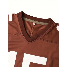 Men'S American Football Sweatshirt # 15 Brown Football Sweatshirt