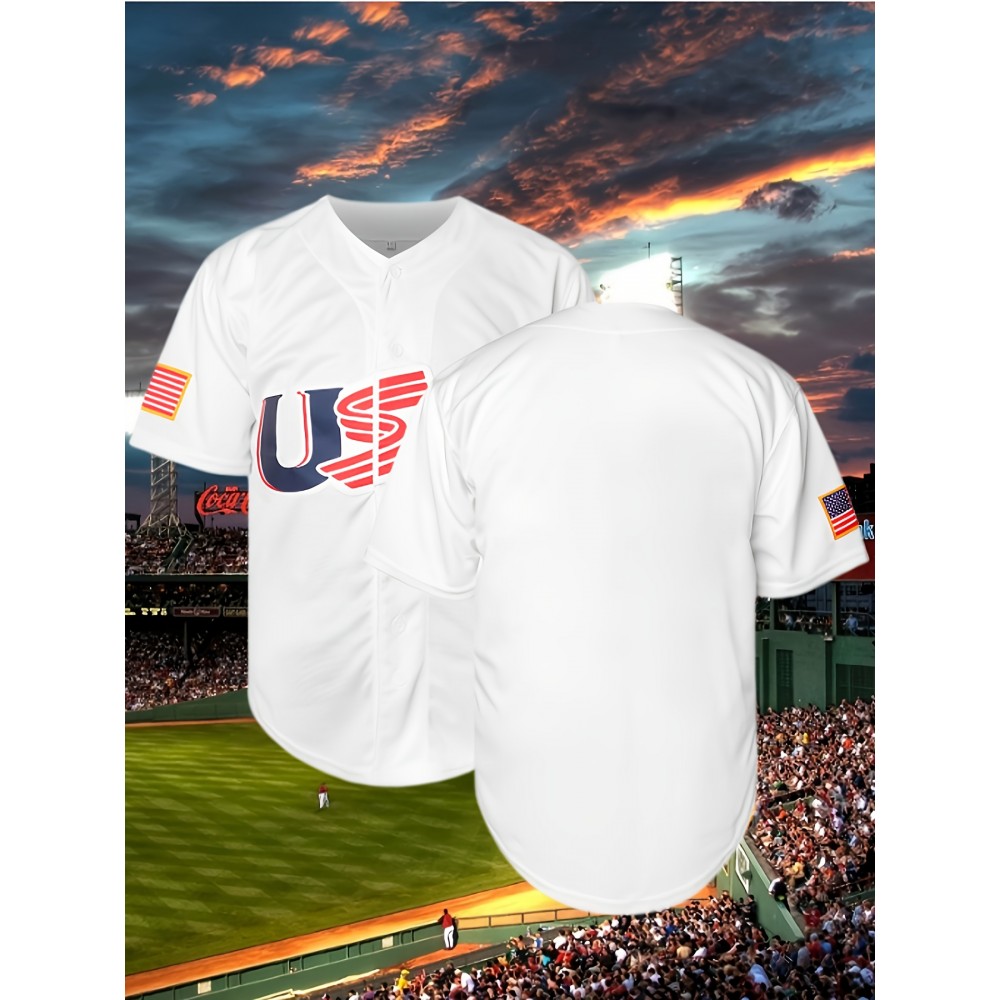 Baseball USA Blank White Embroidered Polyester Baseball Jersey, Suitable For Games And Training, Worn In Spring, Summer, And Autumn, Size S-3XL