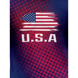 Women's Large Size Professional Sports Fabric Creative Pattern Print North American National Team Soccer Jersey T-shirt, Soccer Jersey Flag Uniforms Shirts, Breathable And Lightweight, Moisture-Wicking, As Gifts For Sports Fans